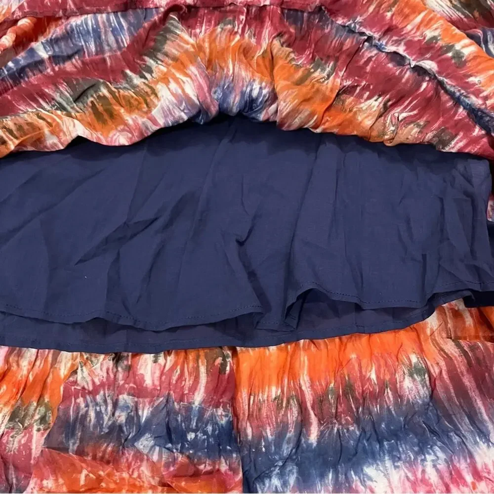 NWT Anthropologie Oksana Norblack Norwhite Tie Dye Midi Colorful Skirt Size S